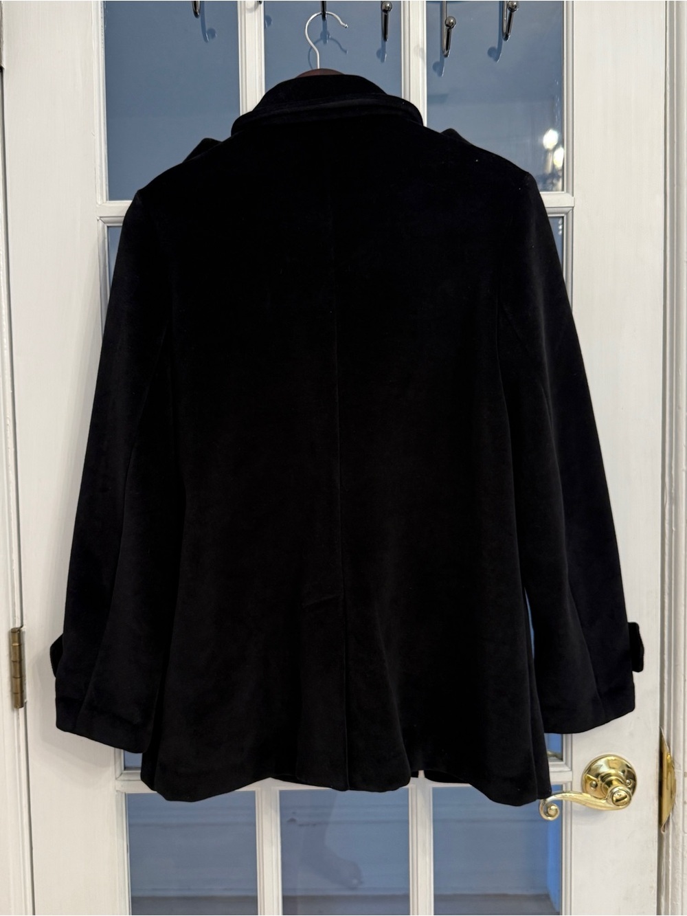 GOODMATCH Women's Italian Black Velvet Double Breasted Pea Coat Size M - Picture 2 of 4